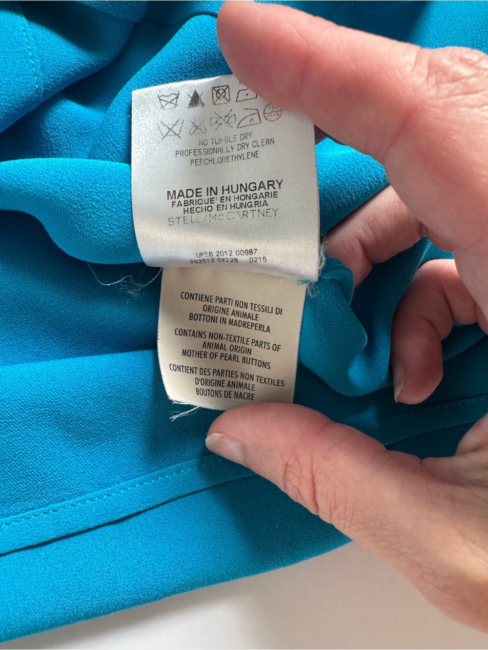 Stella McCartney 100% Silk Band Collar Blouse Vibrant Blue Size 40/Small - Picture 7 of 7